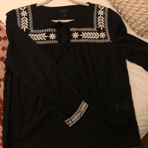 J. Crew Embroidered Long Sleeve Blouse
